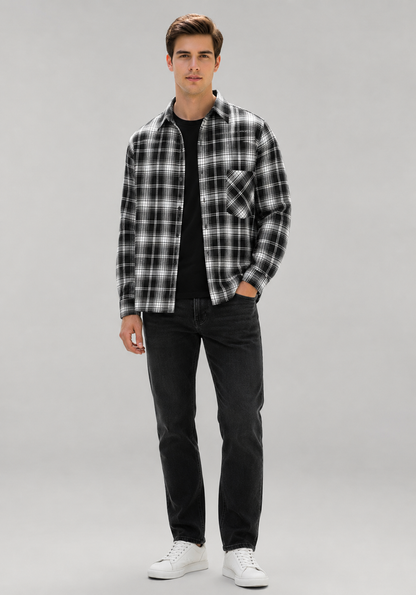 Men's Plaid Shirt Casual Long Sleeve Lapel Outdoor Style