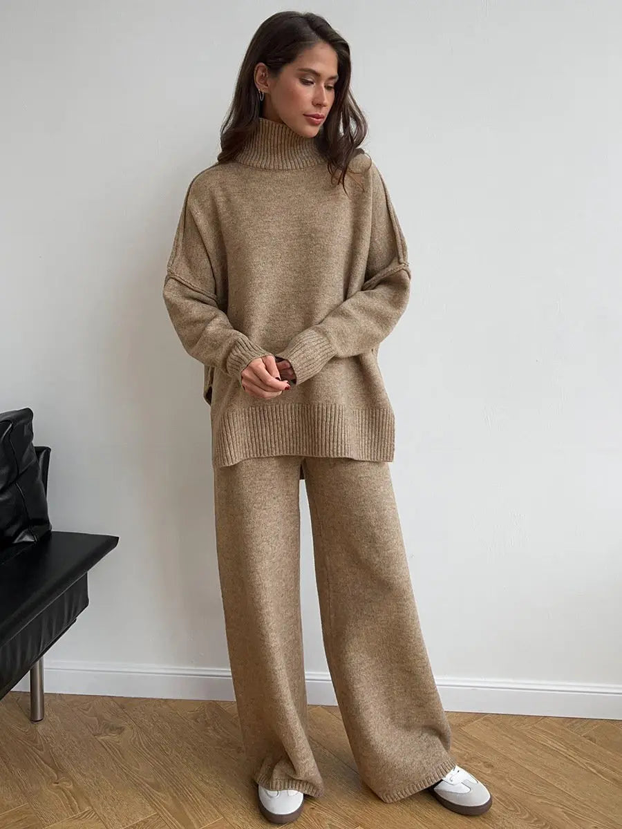 Women's high-neck knit jumper set