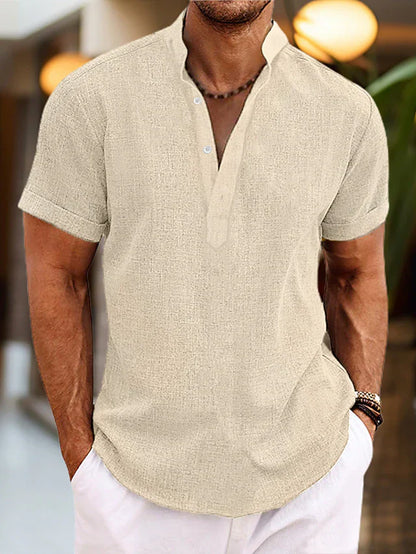 Men's cotton-linen summer shirt