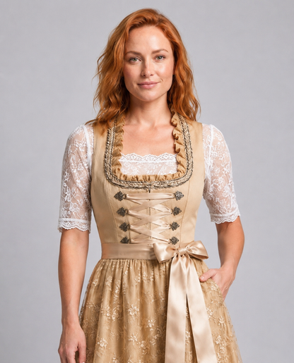 Women's Dirndl Dress – Lace-Up Bodice Oktoberfest Dress