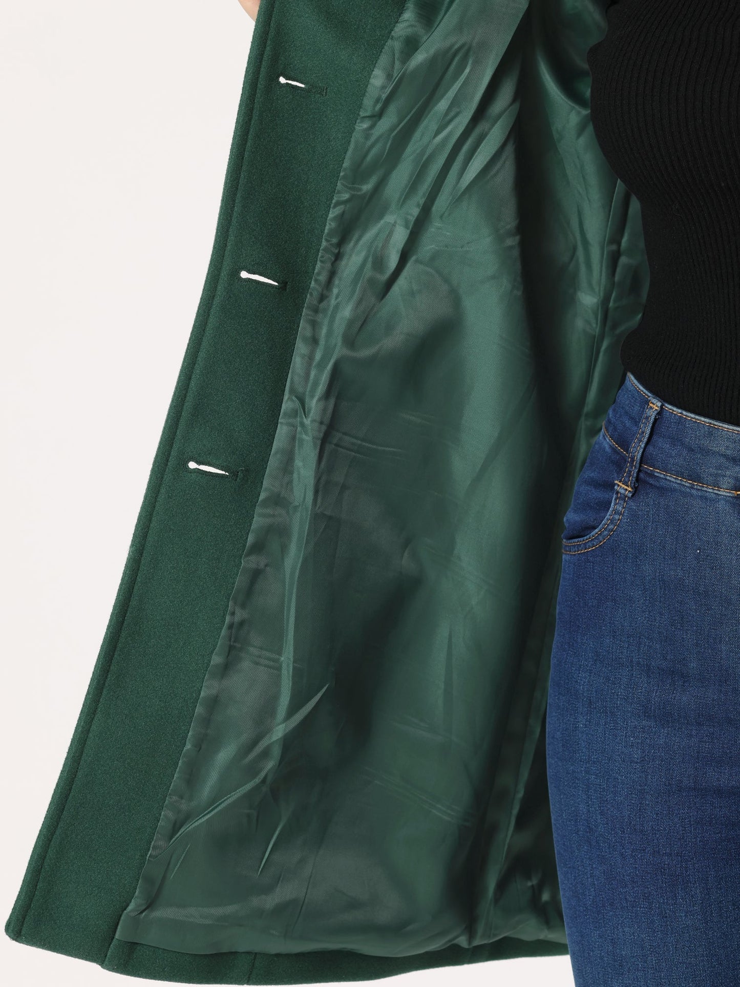 Women's single-breasted cotton trench coat in a longline winter silhouette