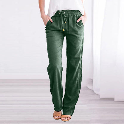 Women's summer trousers - dark green