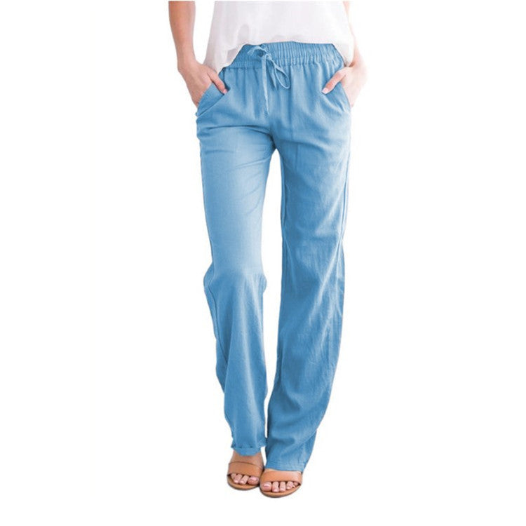Women's summer trousers - light blue