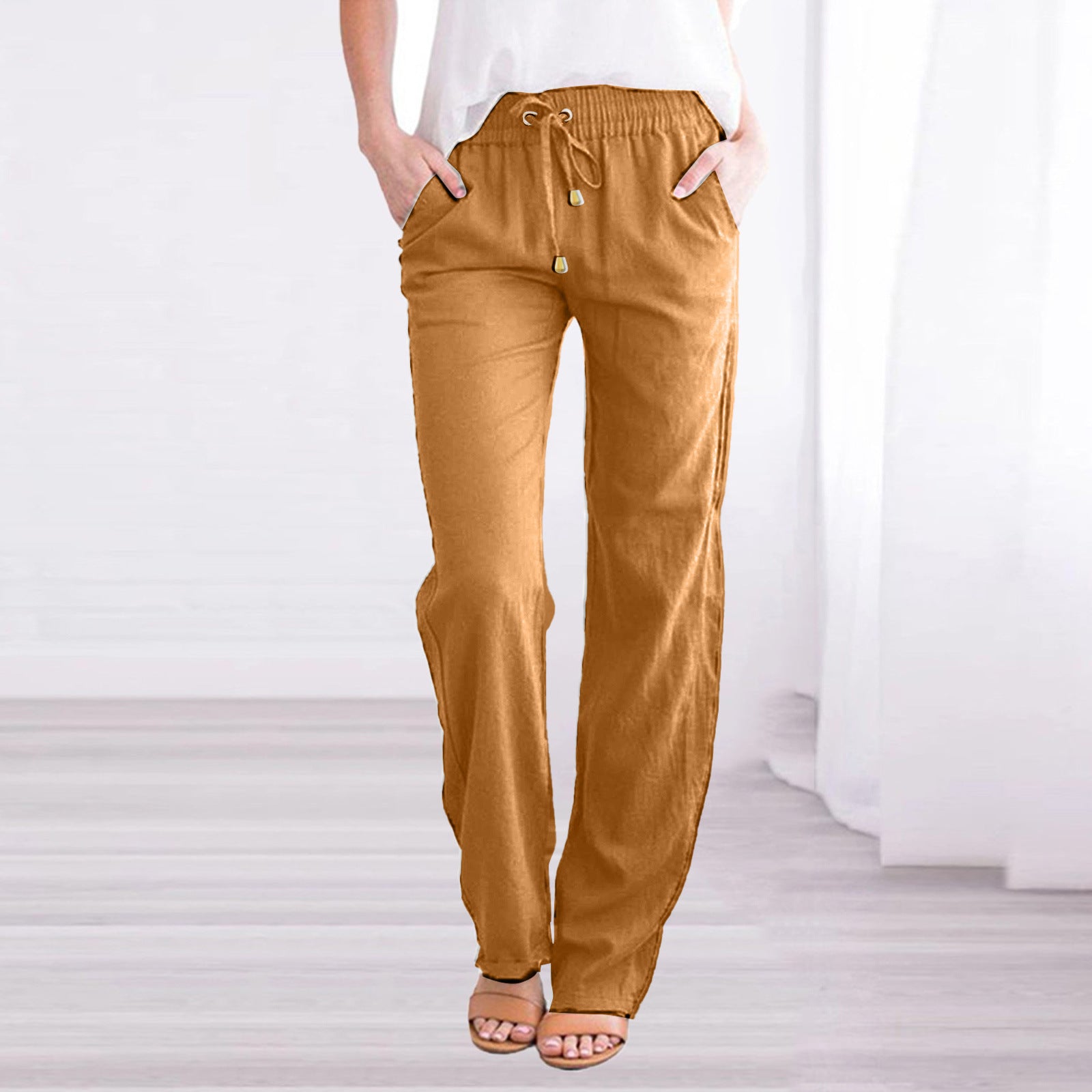 Women's airy summer trousers - orange