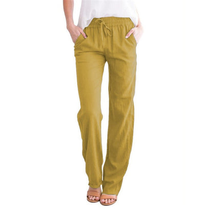 Women's summer trousers - yellow