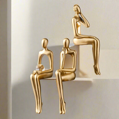 Gold Abstract Bookshelf Figurines – Modern Decorative Sculptures