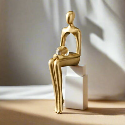 Gold Abstract Bookshelf Figurines – Modern Decorative Sculptures