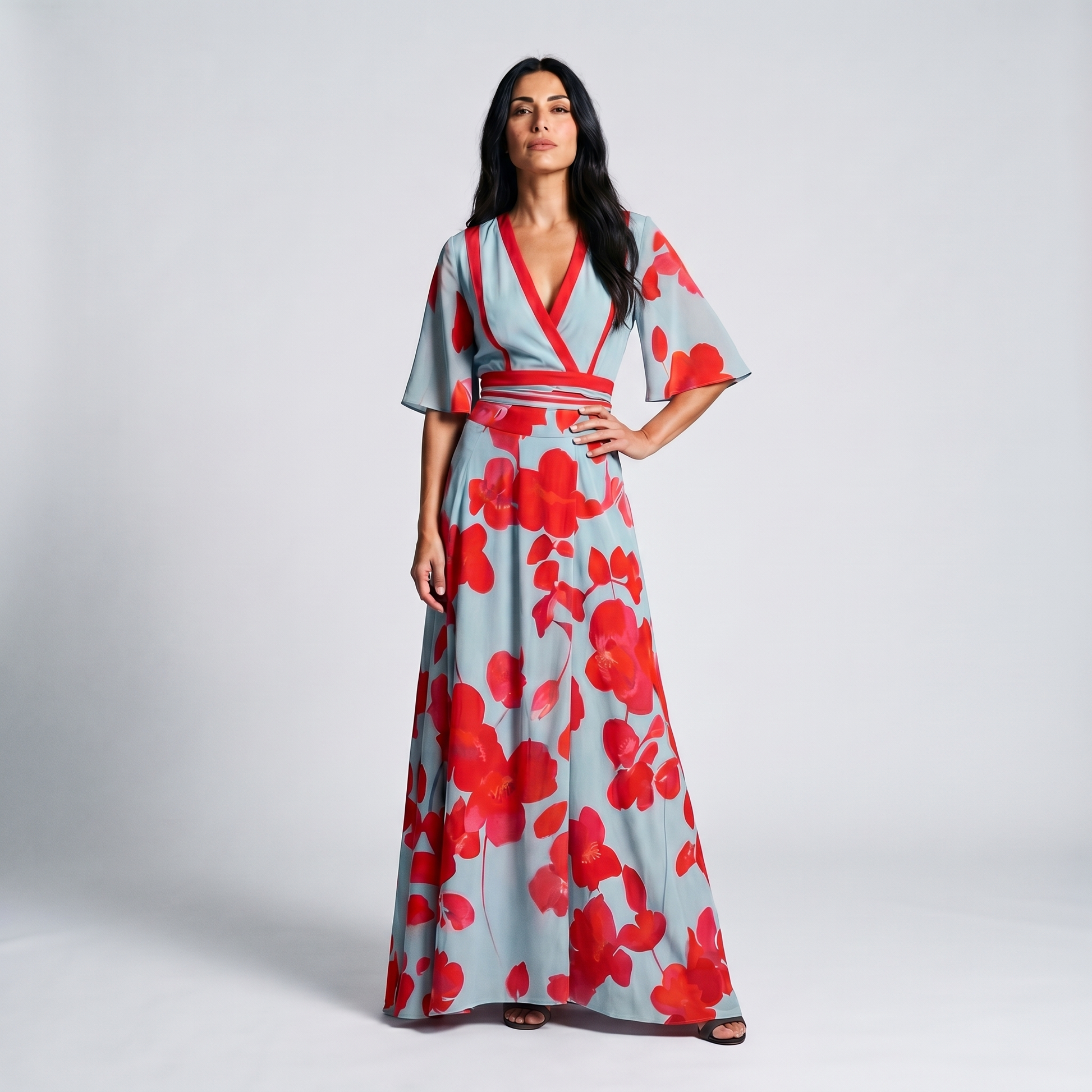 Women's wrap maxi occasion dress - angle