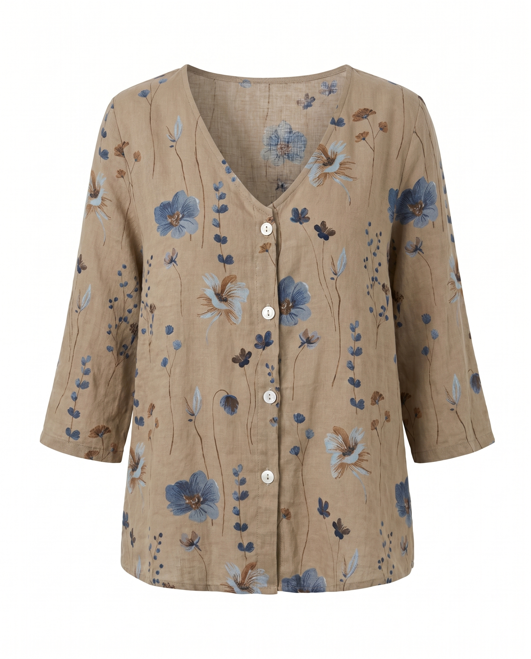 Women's floral blouse - khaki