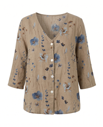 Women's floral blouse - khaki