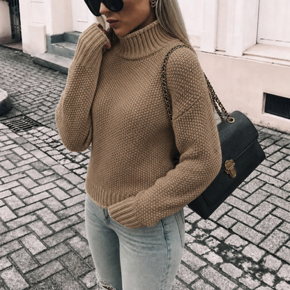 Women's Chunky Knit Jumper – Oversized Turtleneck Pullover