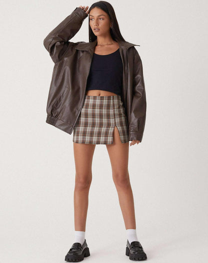 Women's oversized faux leather jacket - side