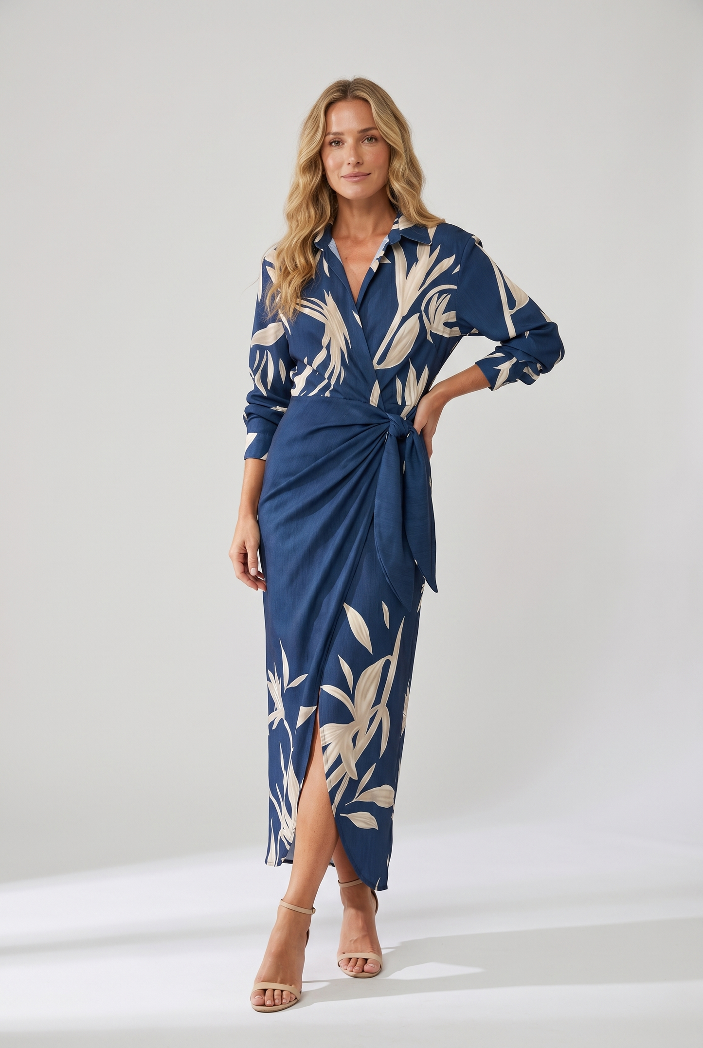 Women's wrap maxi dress - model front