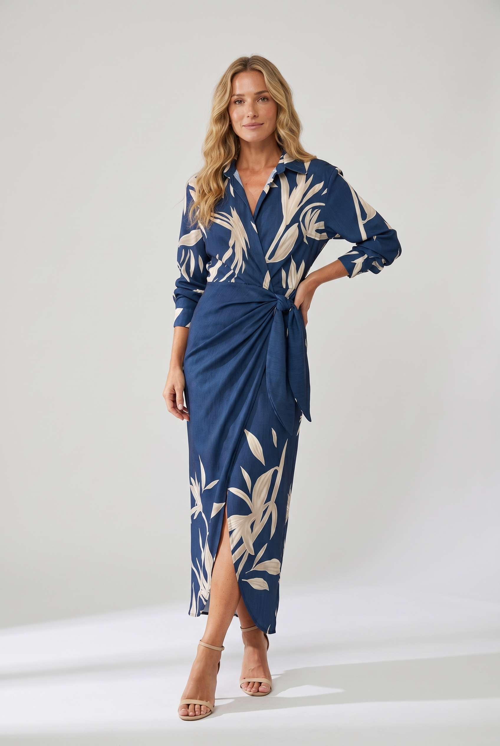 Women's wrap maxi dress - model front