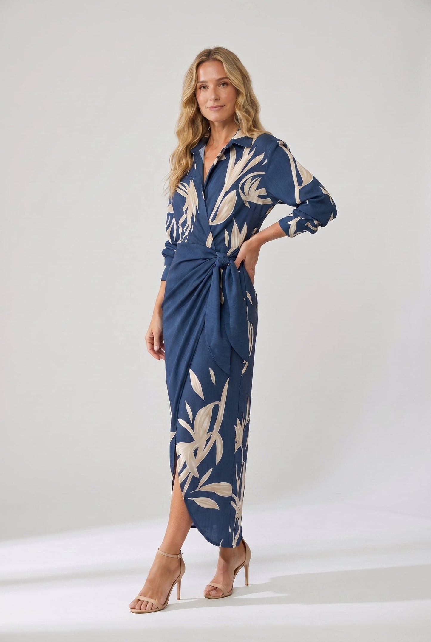 Women's wrap maxi dress - three-quarter