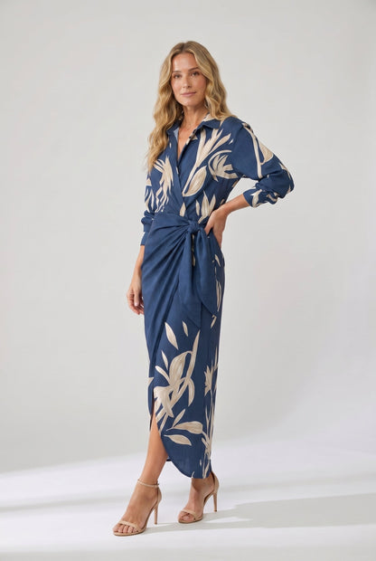Women's wrap maxi dress - three-quarter