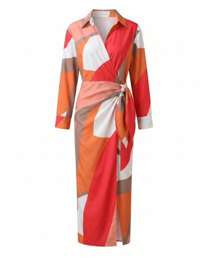 Women's leaf-print wrap dress multicolour