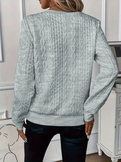 Women's Half-Zip Jumper – Cable Knit Ribbed-Hem Pullover