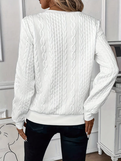 Women's Half-Zip Jumper – Cable Knit Ribbed-Hem Pullover