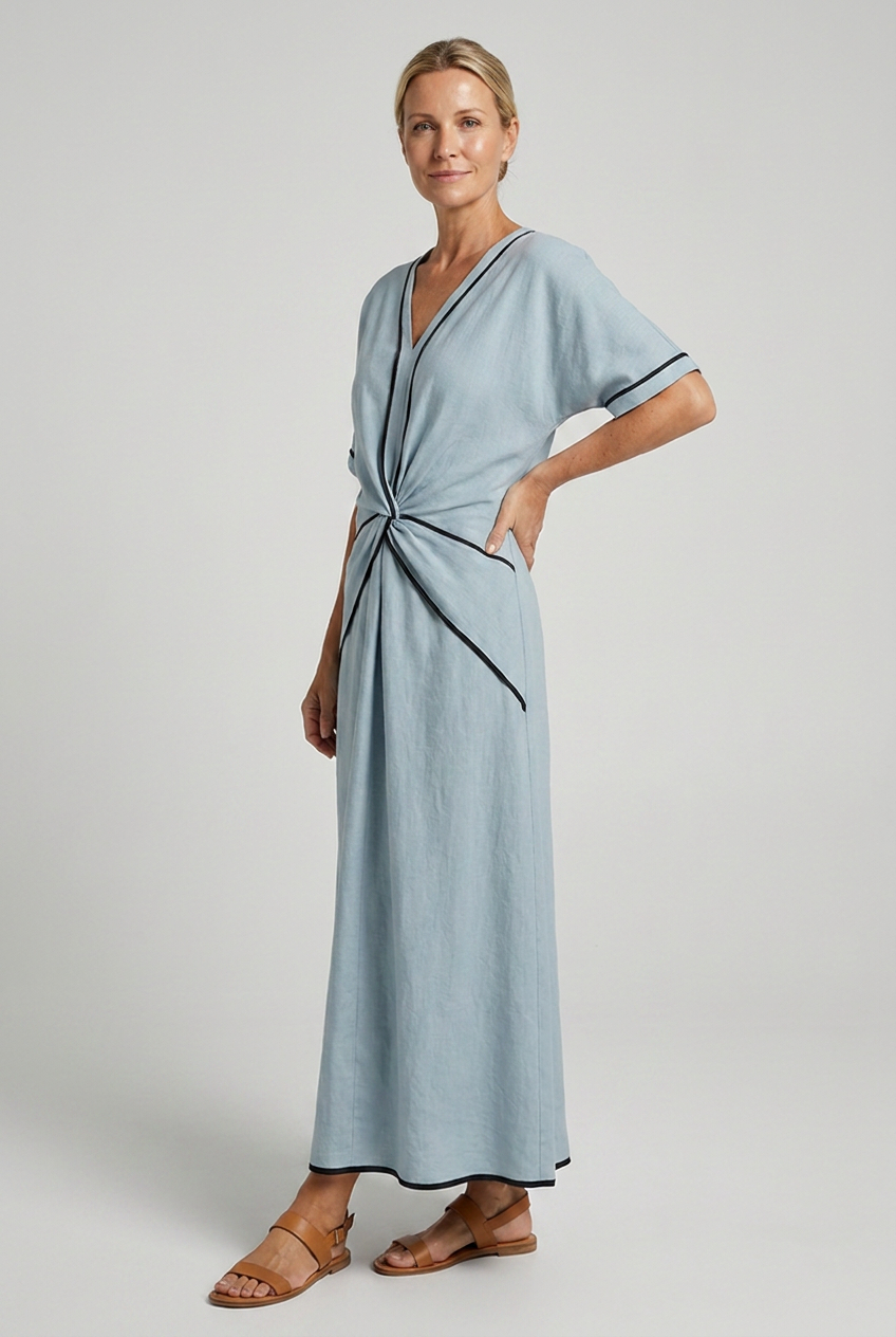 Women's V-neck maxi dress - three-quarter