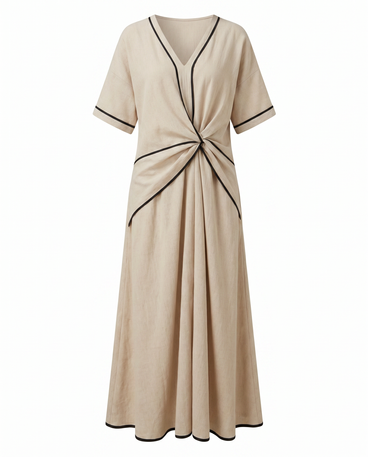 Women's twist-front maxi dress in beige