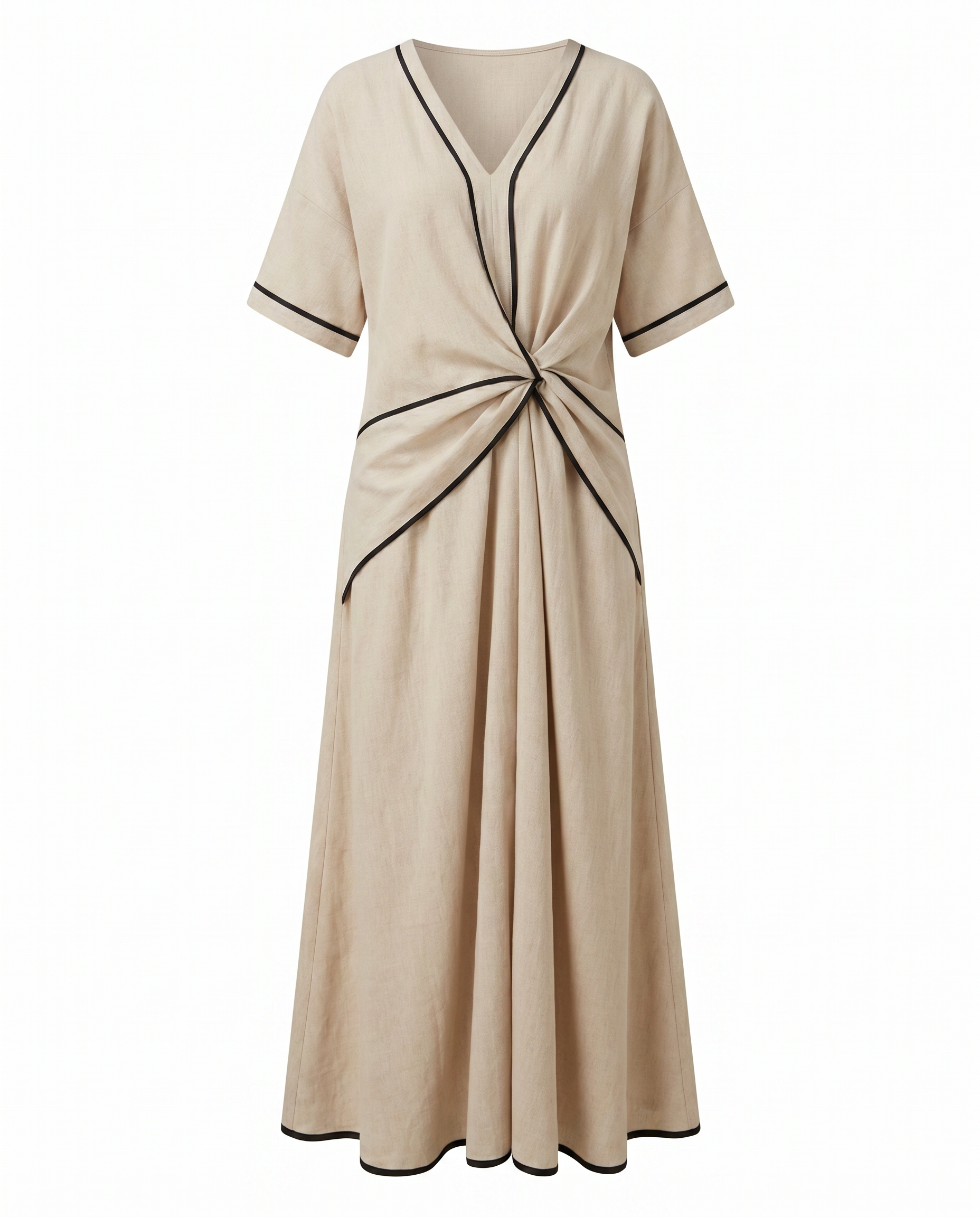 Women's twist-front maxi dress in beige