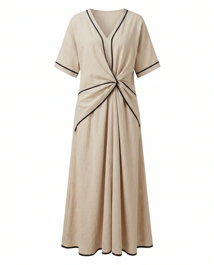 Women's twist-front maxi dress in beige