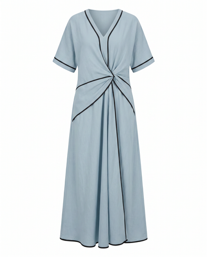 Women's twist-front maxi dress in blue
