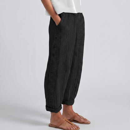 Women's striped trousers - black