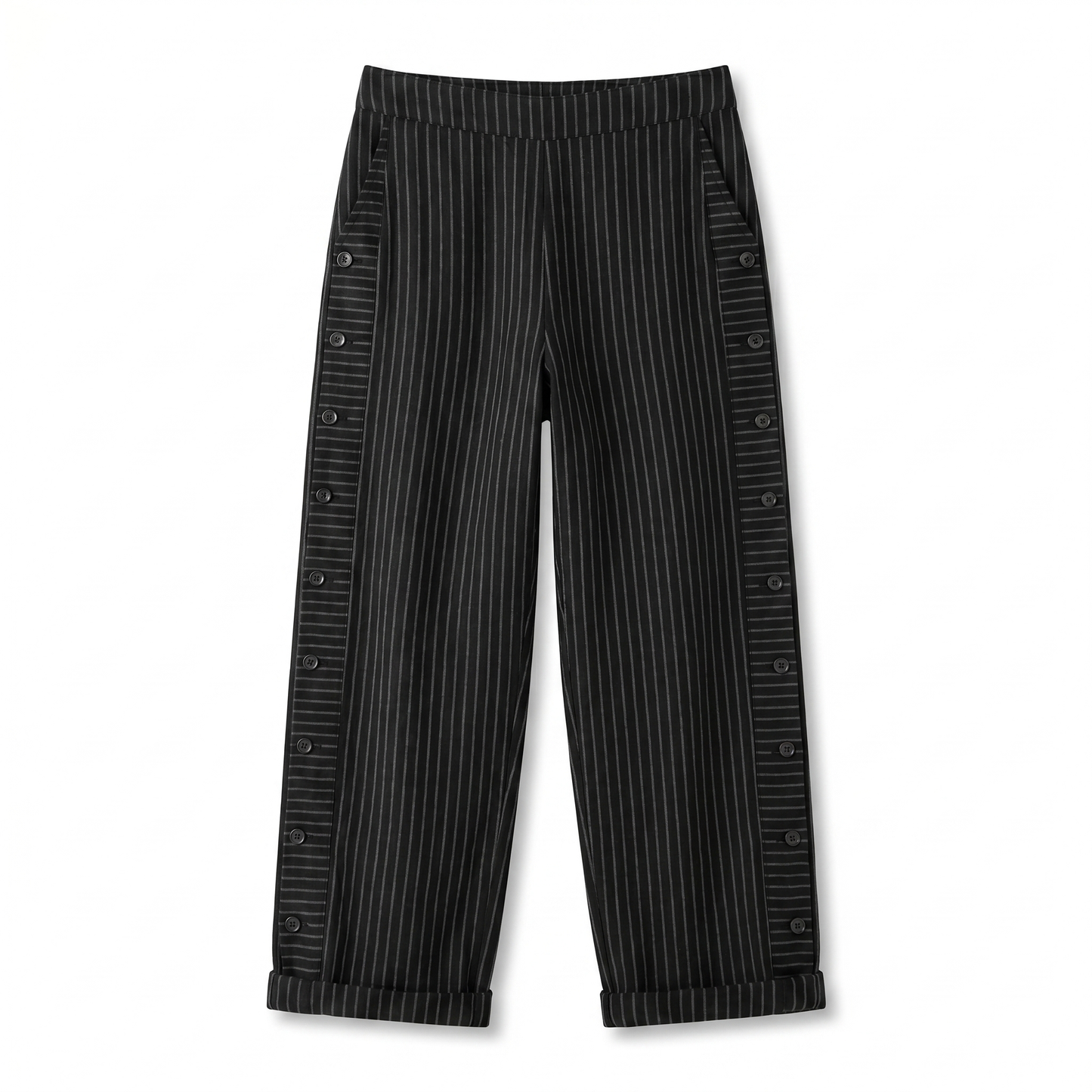 Women's striped trousers - black detail