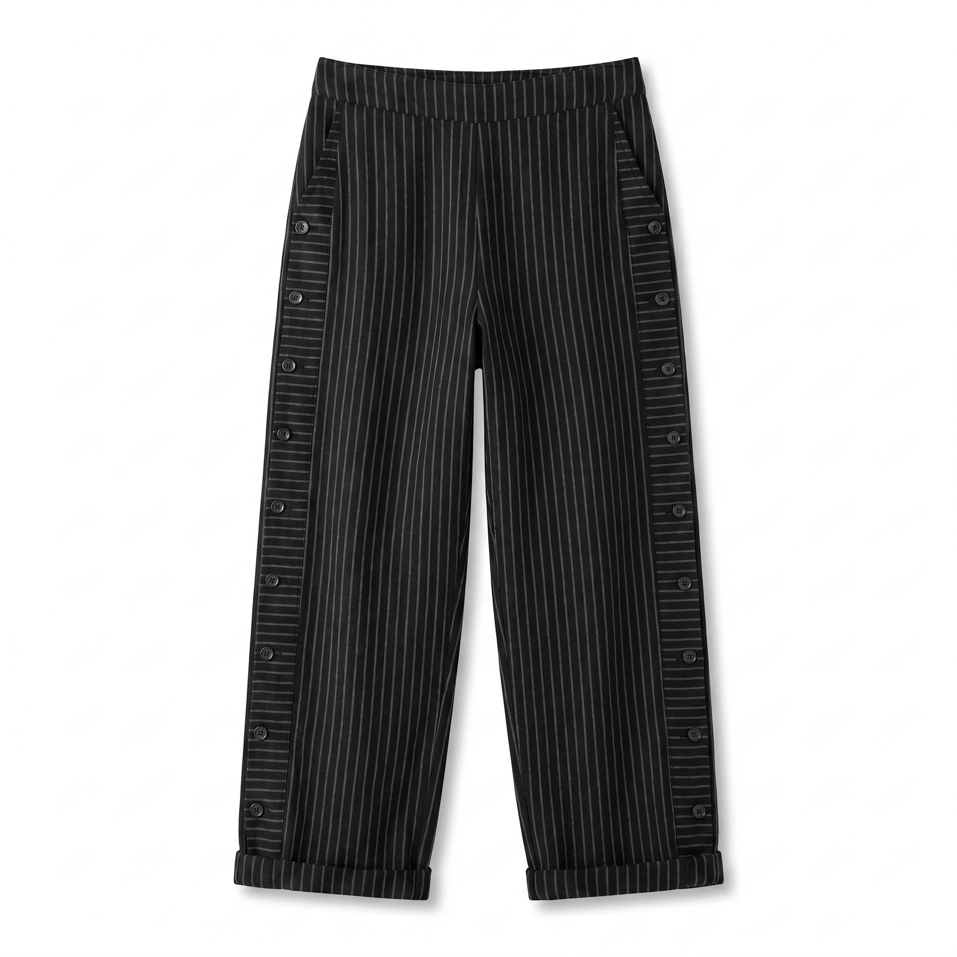 Women's striped trousers - black detail