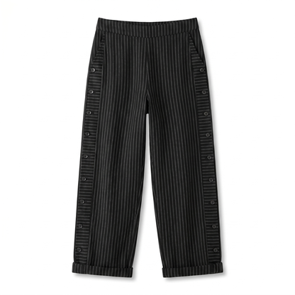 Women's striped trousers - black detail