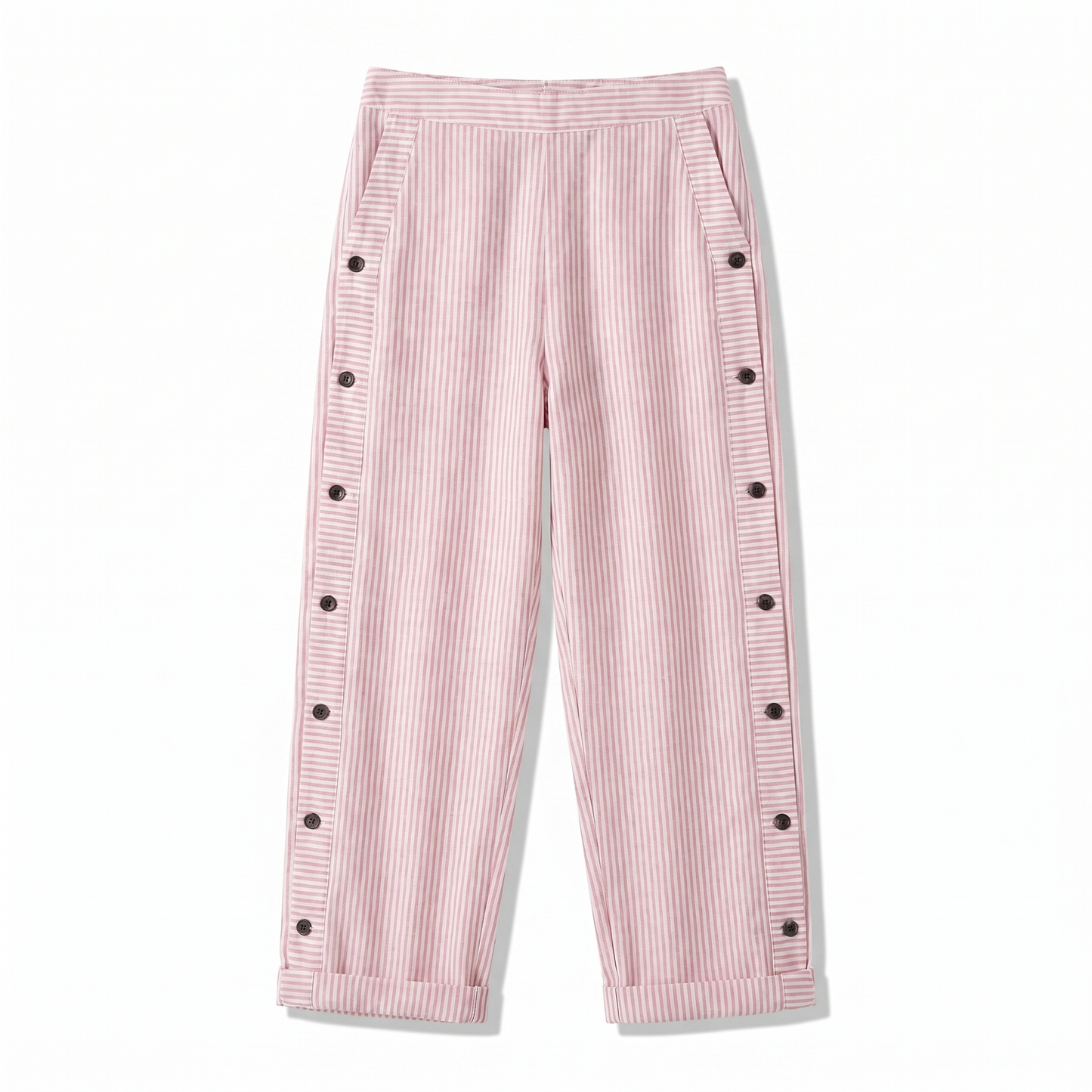 Women's relaxed striped trousers - pink