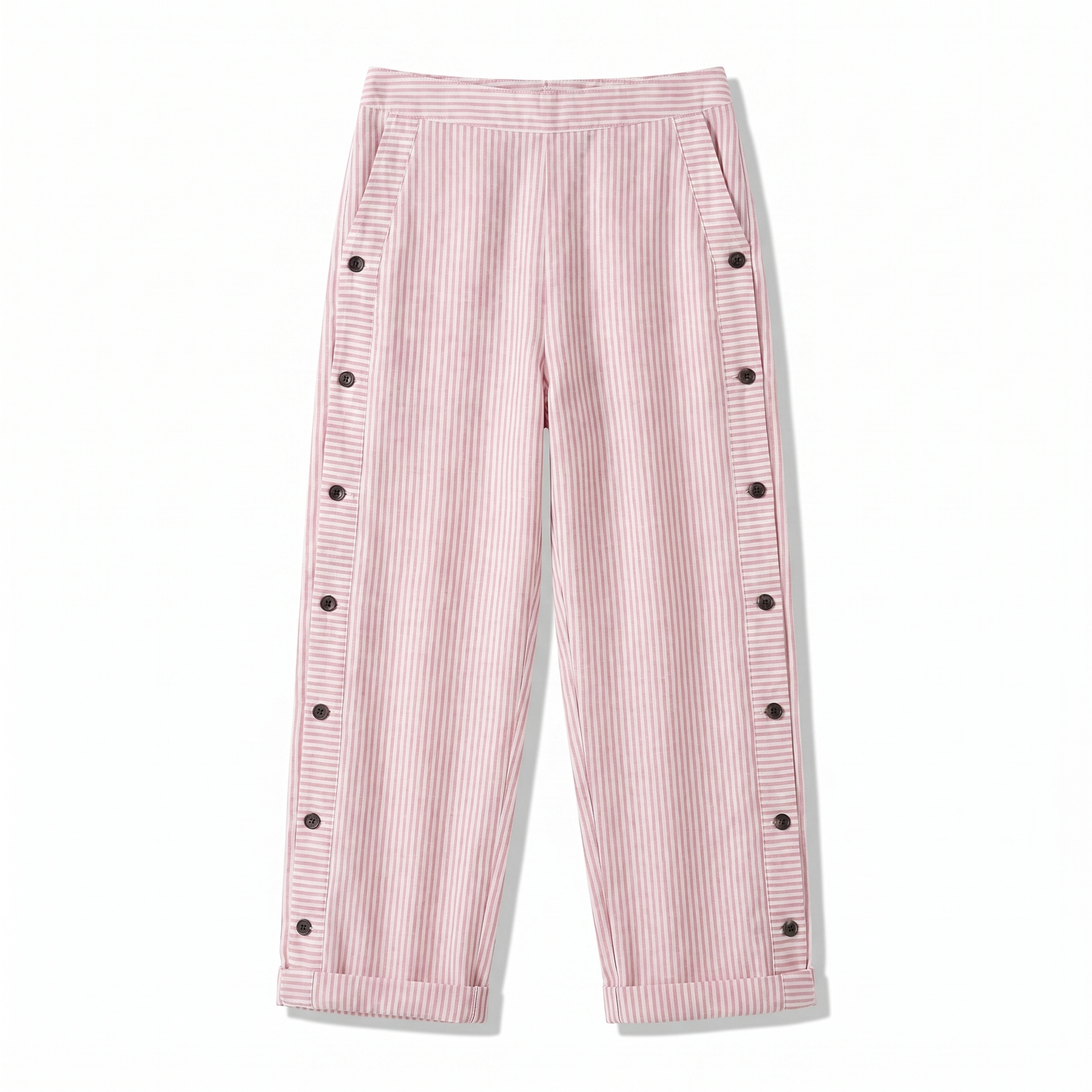 Women's relaxed striped trousers - pink