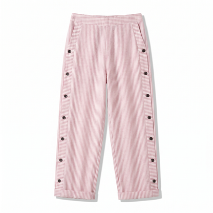 Women's relaxed striped trousers - pink